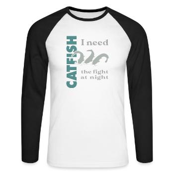 Combat de pêche au poisson-chat avec le poisson-chat fort - T-shirt baseball manches longues Homme - blanc/noir - Devant - Nik (191cm)