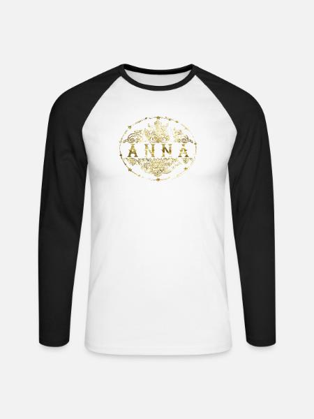 Anna - Unisex Baseballshirt langarm - Weiß/Schwarz
