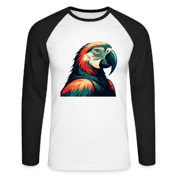 Parrot Cartoon Character Colorful Pet Animal - Unisex Long Sleeve Baseball T-Shirt - white/black - Front - Nik (191cm)