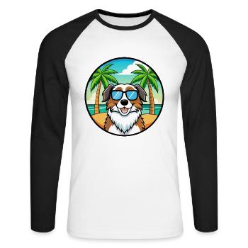 Landseer Dog Breed Cartoon Sunglasses Beach - Unisex Long Sleeve Baseball T-Shirt - white/black - Front - Nik (191cm)