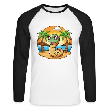 Lunettes de soleil de plage d’été de dessin animé drôle de serpent - T-shirt baseball manches longues Homme - blanc/noir - Devant - Nik (191cm)