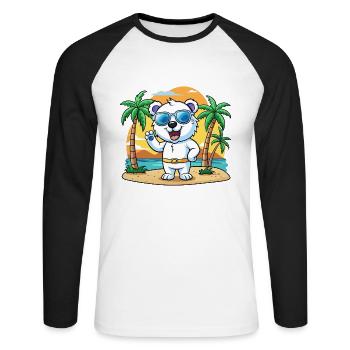Polar Bear Funny Cartoon Summer Beach Sunglasses - Unisex Long Sleeve Baseball T-Shirt - white/black - Front - Nik (191cm)