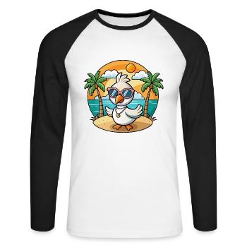 Lunettes de soleil de plage d’été de dessin animé drôle de cygne - T-shirt baseball manches longues Homme - blanc/noir - Devant - Nik (191cm)