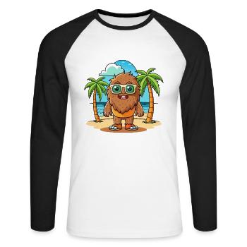Big Foot Funny Cartoon Lunettes de soleil de plage d’été - T-shirt baseball manches longues Homme - blanc/noir - Devant - Nik (191cm)