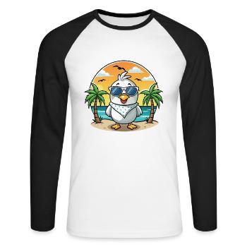 Albatross Funny Cartoon Summer Beach Sunglasses - Unisex Long Sleeve Baseball T-Shirt - white/black - Front - Nik (191cm)