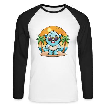 Yeti Funny Cartoon Summer Beach Sunglasses - Unisex Long Sleeve Baseball T-Shirt - white/black - Front - Nik (191cm)