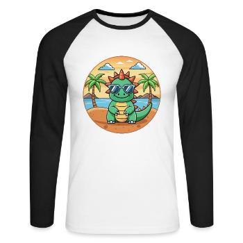 Dragon Funny Cartoon Lunettes de soleil de plage d’été - T-shirt baseball manches longues Homme - blanc/noir - Devant - Nik (191cm)