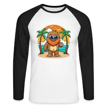 Big Foot Funny Cartoon Lunettes de soleil de plage d’été - T-shirt baseball manches longues Homme - blanc/noir - Devant - Nik (191cm)
