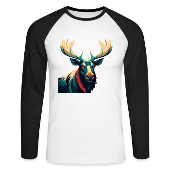 Elch Zeichentrickfigur Buntes Haustier Tier - Unisex Baseballshirt langarm - Weiß/Schwarz - Vorne - Nik (191cm)