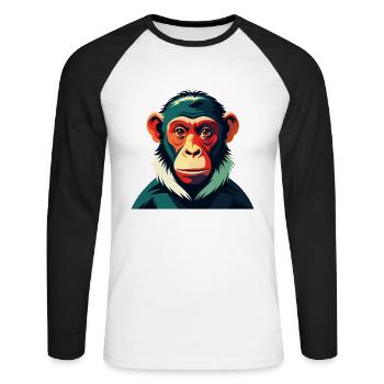 Singe Dessin Animé Personnage Animal De Compagnie Coloré - T-shirt baseball manches longues Homme - blanc/noir - Devant - Nik (191cm)