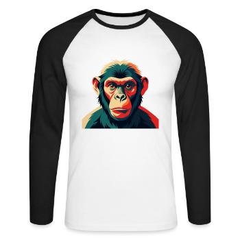 Singe Dessin Animé Personnage Animal De Compagnie Coloré - T-shirt baseball manches longues Homme - blanc/noir - Devant - Nik (191cm)