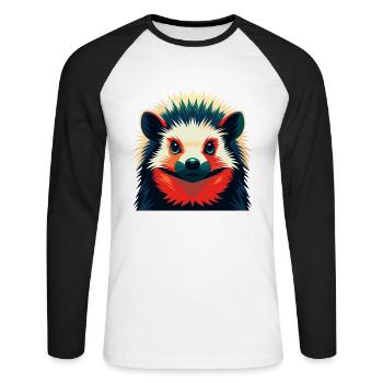 Igel Cartoon Figur Buntes Haustier Tier - Unisex Baseballshirt langarm - Weiß/Schwarz - Vorne - Nik (191cm)