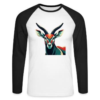 Antilope Zeichentrickfigur Buntes Haustier Tier - Unisex Baseballshirt langarm - Weiß/Schwarz - Vorne - Nik (191cm)