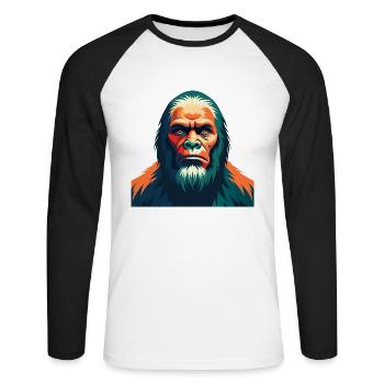 Big Foot Personnage De Dessin Animé Animal De Compagnie Coloré - T-shirt baseball manches longues Homme - blanc/noir - Devant - Nik (191cm)