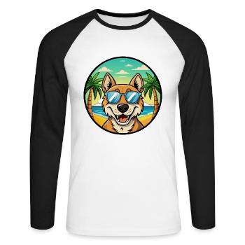 Russischer Jagdhund Rasse Cartoon Sonnenbrille Strand - Unisex Baseballshirt langarm - Weiß/Schwarz - Vorne - Nik (191cm)