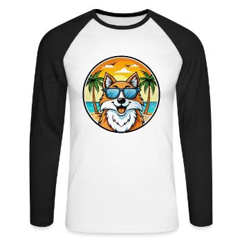Scotch Collie Hunderasse Cartoon Sonnenbrille Strand - Unisex Baseballshirt langarm - Weiß/Schwarz - Vorne - Nik (191cm)