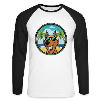 Jugoslawischer Windhund Hunderasse Cartoon Sonnenbrille Strand - Unisex Baseballshirt langarm - Weiß/Schwarz - Vorne - Nik (191cm)