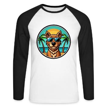 Pudelpointer Chien Race Dessin Animé Lunettes De Soleil Plage - T-shirt baseball manches longues Homme - blanc/noir - Devant - Nik (191cm)