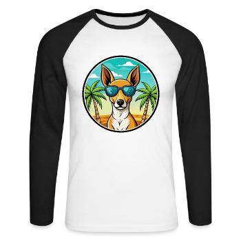 Podenco Canario Hunderasse Cartoon Sonnenbrille Strand - Unisex Baseballshirt langarm - Weiß/Schwarz - Vorne - Nik (191cm)