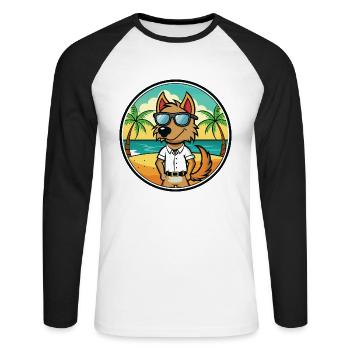 Polnische Jagdhunderasse Cartoon Sonnenbrille Strand - Unisex Baseballshirt langarm - Weiß/Schwarz - Vorne - Nik (191cm)
