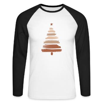 Arbre de Noël - T-shirt baseball manches longues Homme - blanc/noir - Devant - Nik (191cm)
