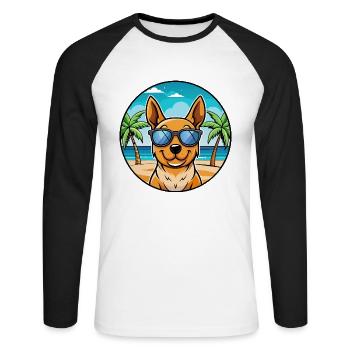 Lancashire Heeler Hunderasse Cartoon Sonnenbrille Strand - Unisex Baseballshirt langarm - Weiß/Schwarz - Vorne - Nik (191cm)