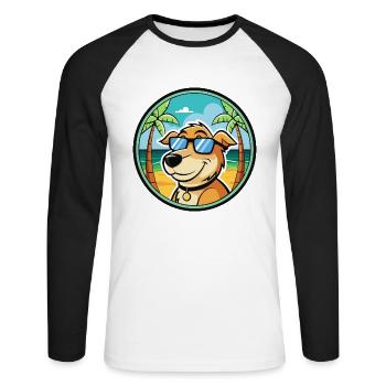 Koolie Hunderasse Cartoon Sonnenbrille Strand - Unisex Baseballshirt langarm - Weiß/Schwarz - Vorne - Nik (191cm)