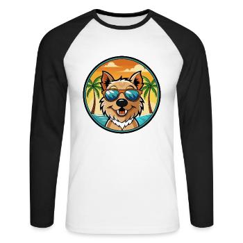 Lucas Terrier Hunderasse Cartoon Sonnenbrille Strand - Unisex Baseballshirt langarm - Weiß/Schwarz - Vorne - Nik (191cm)