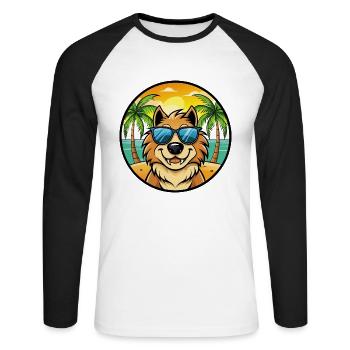 Estrela Sennenhund Rasse Cartoon Sonnenbrille Strand - Unisex Baseballshirt langarm - Weiß/Schwarz - Vorne - Nik (191cm)