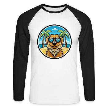 Friesische Wasserhundrasse Cartoon Sonnenbrille Strand - Unisex Baseballshirt langarm - Weiß/Schwarz - Vorne - Nik (191cm)