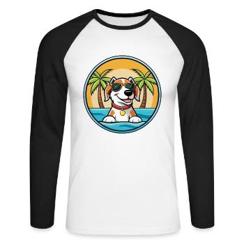 Estnischer Windhund Rasse Cartoon Sonnenbrille Strand - Unisex Baseballshirt langarm - Weiß/Schwarz - Vorne - Nik (191cm)