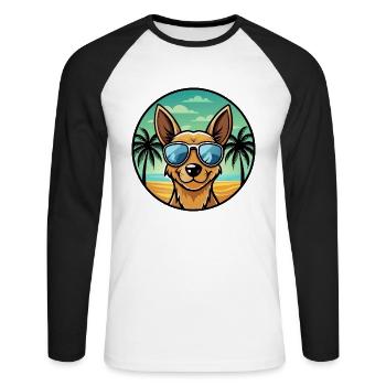 Englische Spielzeug Terrier Hund Rasse Cartoon Sonnenbrille - Unisex Baseballshirt langarm - Weiß/Schwarz - Vorne - Nik (191cm)