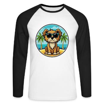 Englische Spielzeug Spaniel Hund Rasse Cartoon Sonnenbrille - Unisex Baseballshirt langarm - Weiß/Schwarz - Vorne - Nik (191cm)