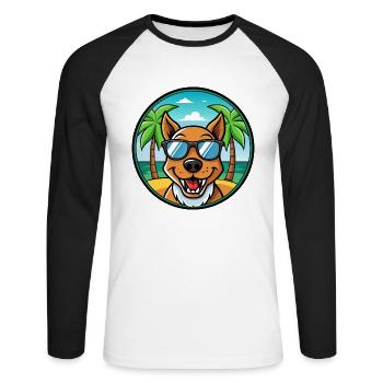 Drever Hunderasse Cartoon Sonnenbrille Strand - Unisex Baseballshirt langarm - Weiß/Schwarz - Vorne - Nik (191cm)