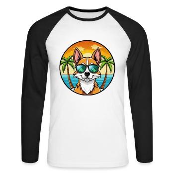 Chilenische Foxterrier Hunderasse Cartoon Sonnenbrille - Unisex Baseballshirt langarm - Weiß/Schwarz - Vorne - Nik (191cm)