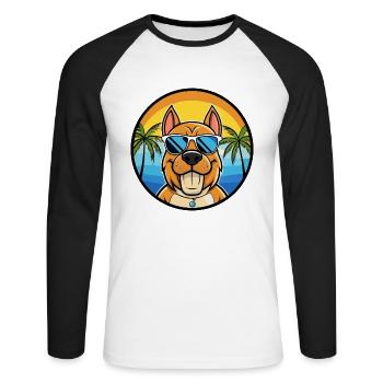 Kanarische Warren Hound Hunderasse Cartoon Sonnenbrille - Unisex Baseballshirt langarm - Weiß/Schwarz - Vorne - Nik (191cm)