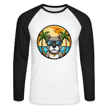 Bully Kutta Chien Race Dessin Animé Lunettes De Soleil Plage - T-shirt baseball manches longues Homme - blanc/noir - Devant - Nik (191cm)
