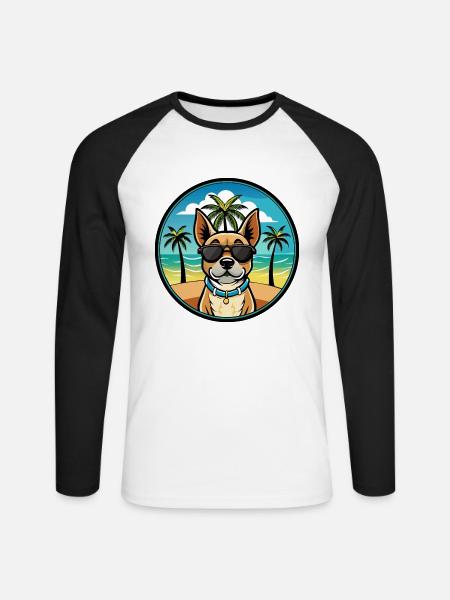 Braque Du Bourbonnais Hunderasse Cartoon Sonnenbrille - Unisex Baseballshirt langarm - Weiß/Schwarz