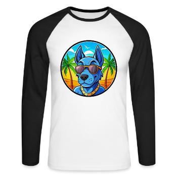Lunettes de soleil de dessin animé Blue Thai Ridgeback Dog Breed - T-shirt baseball manches longues Homme - blanc/noir - Devant - Nik (191cm)