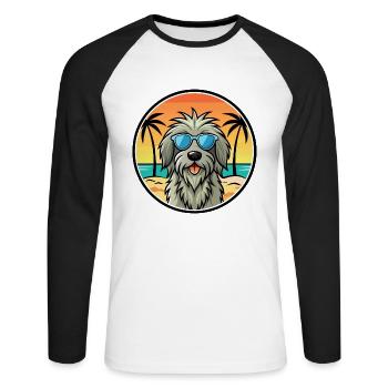 Lunettes de soleil Bergamasco Shepherd Dog Breed Cartoon - T-shirt baseball manches longues Homme - blanc/noir - Devant - Nik (191cm)
