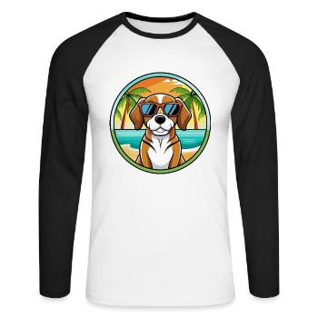 Beagle Harrier Hunderasse Cartoon Sonnenbrille Strand - Unisex Baseballshirt langarm - Weiß/Schwarz - Vorne - Nik (191cm)