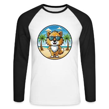 Spielzeug Deutscher Spitz Hund Rasse Cartoon Sonnenbrille Strand - Unisex Baseballshirt langarm - Weiß/Schwarz - Vorne - Nik (191cm)