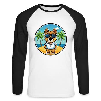 Sporting Lucas Terrier Hunderasse Cartoon Beach - Unisex Baseballshirt langarm - Weiß/Schwarz - Vorne - Nik (191cm)