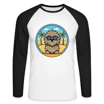 Puli Chien Race Dessin Animé Lunettes De Soleil Plage - T-shirt baseball manches longues Homme - blanc/noir - Devant - Nik (191cm)