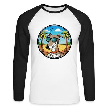 Rampur Greyhound Chien Race Dessin Animé Lunettes De Soleil Plage - T-shirt baseball manches longues Homme - blanc/noir - Devant - Nik (191cm)
