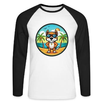 Pointer Dog Breed Cartoon Sunglasses Beach - Unisex Long Sleeve Baseball T-Shirt - white/black - Front - Nik (191cm)