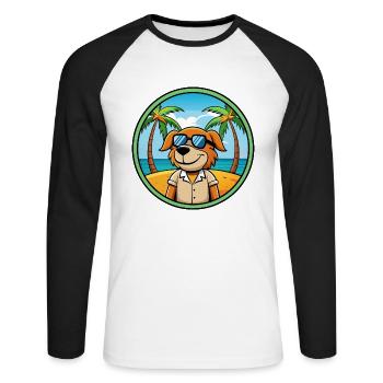 Poitevin Hound Hund Rasse Cartoon Sonnenbrille Strand - Unisex Baseballshirt langarm - Weiß/Schwarz - Vorne - Nik (191cm)