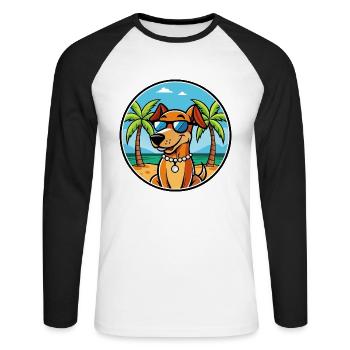 Polnische Jagdhunderasse Cartoon Sonnenbrille Strand - Unisex Baseballshirt langarm - Weiß/Schwarz - Vorne - Nik (191cm)