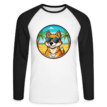 Lunettes de soleil de dessin animé de race de chien chantant de Nouvelle-Guinée - T-shirt baseball manches longues Homme - blanc/noir - Devant - Nik (191cm)