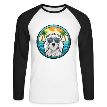 Komondor Hunderasse Cartoon Sonnenbrille Strand - Unisex Baseballshirt langarm - Weiß/Schwarz - Vorne - Nik (191cm)